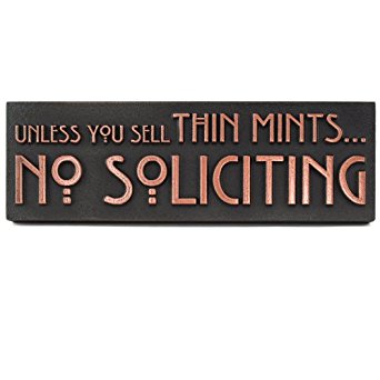 Thin Mints No Soliciting Sign 12x4 - Raised Copper Metal Coated