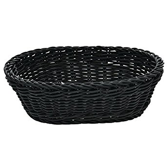 Wicker Bread Basket Black Oval - 10-1/8 L x 7-7/8 W x 3-1/8 H