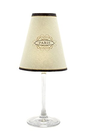 di Potter WS152 Paris Street Sign Design Paper Wine Glass Shade, Parchment (Pack of 48)