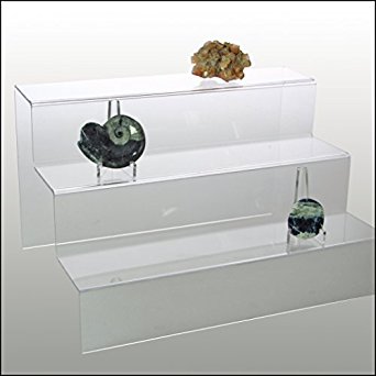 Clear Acrylic Glass Riser Step Display - 3 Steps for Rocks, Minerals, Stones , Opals & Fossils