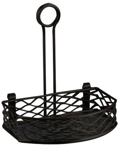 American Metalcraft SRBNB1 Birdnest Semi-Round Wire Condiment Rack Holder, Wrought Iron with Flat Back, Black