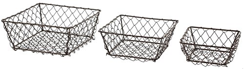 Park Hill Set Of 3 Square Wire Berry Baskets