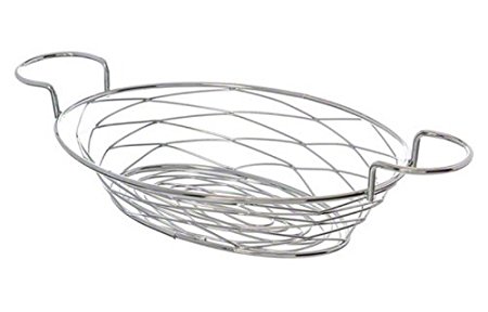 American Metalcraft BNBC281 Oval Birdnest Wire Basket with Ramekin Holder, Chrome