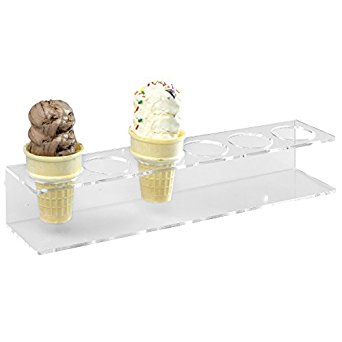 6 Slot Modern Clear Acrylic Ice Cream Cone Display Holder Stand, Snow Cone Dessert Rack