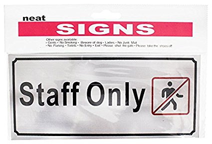 8 X 3-1/2 Inch Staff Only Sign In Brushed Aluminum With Acrylic Paint : ( Pack of 2 Pcs )