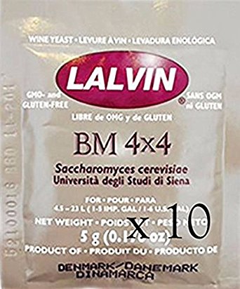 Home Brew Ohio B00WXHQSAY FBA_Does Not Apply BM 4x4 Lalvin Wine Yeast (10 Packs), Multicolor