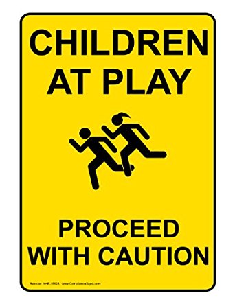 ComplianceSigns Plastic sign 10 x 7 in. with Playground message - Yellow