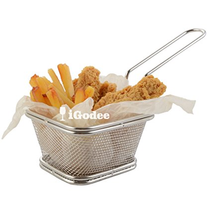 Deep Fried Seafood Baskets, iGodee Deep Fry Basket for Restaurant, Home and Kitchen. INF0010