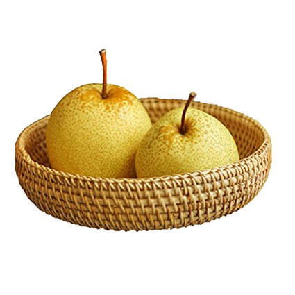 100% Handmade Weaved Storage Bin Fruit Basket Rattan Hamper Wicker Tray Weaving Rack Holder Dining Room Small Container Box Natural Decor Serving Handcrafted Bowl Organizer Serving Snack Dish Display