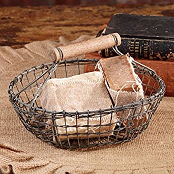 Handcrafted Farmhouse Round Wire Basket