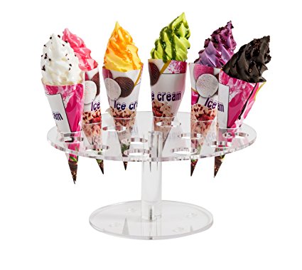 WSCS 16 Hole Acrylic Ice Cream Cone Stand, Clear Ice Cream Cone Hoder For Party