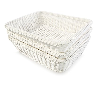 Colorbasket EV02522 Rectangular Thick Trim Storage Basket (Set of 3), Large, White