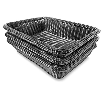 Colorbasket EV02478 Rectangular Thick Trim Storage Basket (Set of 3), Large, Black