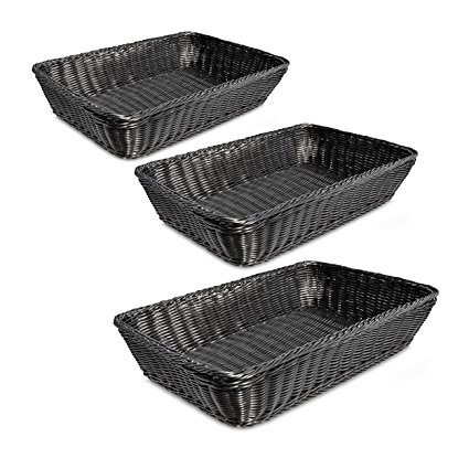 Colorbasket 31414-101 Hand Woven Waterproof Large Rectangular Basket, Black, Set of 3