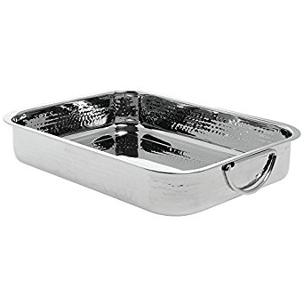 Stainless Steel Roasing Pan With Hammered Finish - 12