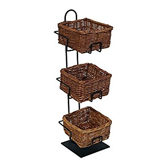 Mobile Merchandisers CR0620-3B-MB 3-Tier 3 Square Willow Basket Counter Display Rack