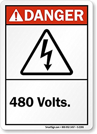 Danger (ANSI): 480 Volts (with graphic) Label, 14