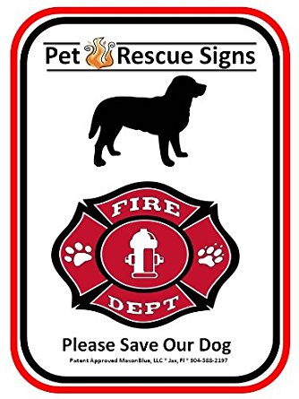 Pet Fire Rescue Sign, Dog, Aluminum Sign, Reflective Film, 9