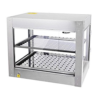 AMPERSAND SHOPS Commercial Food Warmer Pizza Pretzel Empanada Storage Display Cabinet (2-Tier)