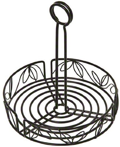 American Metalcraft LDCC18 Wrought Iron Condiment Rack with Leaf Design, 7-3/4-Inch, Black