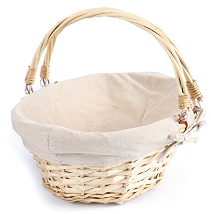 MEIEM Easter Basket Gift Basket Oval Willow Basket with Double Drop Down Handles Cheap Wicker Woven Picnic Basket (Natural)