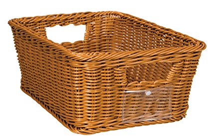 School Smart SS201205S Small Wicker Basket, Polypropylene, 5.25'' Height, 7.75'' Width, 12'' Length, Brown