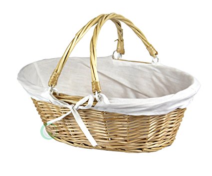 Vintiquewise TM QI003055.WF Oval Willow Basket with Double Drop Down Handles