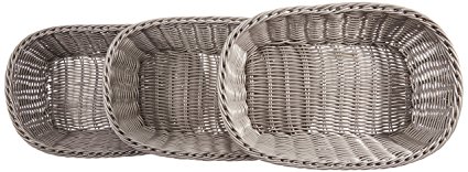 Colorbasket 31404-104 Hand Woven Waterproof Rectangular Basket, Gray, Set of 3